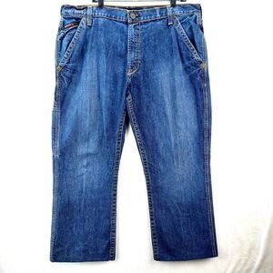 Ariat M4 FR Jeans Low Rise Boot Cut Carpenter Mens 38x27 Blue Cat 2 Flame Resist